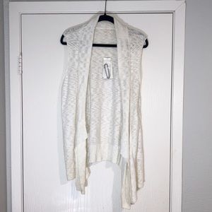 Eileen Fisher Womens Size Xl White Cotton Nubble Knit  shaped cascading Vest NWT